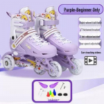 518 Vaikams reguliuojami mirksintys riedučiai ir pačiūžos rinkinys pradedantiesiems - Vienaeilės/Dvieilės berniukams ir mergaitėms Small (25-31) Eight Flash Wheels