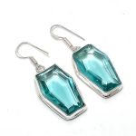 Natural Aqua Apatite Gemstone 925 Sterling Silver Jewelry Earring 1.85 v7s62