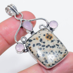 Natural Dalmation Jasper, Chalcedony 925 Sterling Silver Pendant 2.29 d7g21