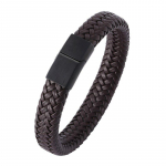 Pankroko apyrankė vyrams, pynimo odinė apyrankė, juodo plieno sagtis, apyrankės, madingos apyrankės, pulsera hombre 205mm