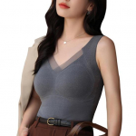 Grafenas DE aksominė &scaron;ildoma liemenė elastingas audinys V formos i&scaron;kirptės dizainas 3D besiūlis puodelis &scaron;iltas vidinis sluoksnis, apatinis vir&scaron;us rudens žiemos vidiniai drabužiai XXL