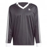 Adidas Originals Adicolor Piqu&eacute; futbolo mar&scaron;kinėliai ilgomis rankovėmis su vintažinio dryžio dizainu vyrams, juodi IZ4808 2XL