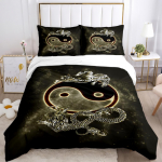 Madingas Tai Chi kini&scaron;kas HD spaudos 3 dalių patalynės komplektas, vaikams ir suaugusiems, su antklodžių užvalkalais ir pagalvių užvalkalais EU single(135x200cm)