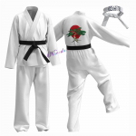Karate Vaikai KOF Cobra Kai Cosplay Kostiumas Vaikas Suaugęs Juodas Baltas Kimono Uniforma Galvos juosta Anime Helovino Vakarėlio Kostiumas Sportinis kostiumas as the picture-Kids 120-130cm&Cobra Kai