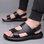 Auk&scaron;tos kokybės vyri&scaron;ki sandalai Prabangūs odiniai sandalai 2025 m. vasaros naujiena Paplūdimio sandalai Madingi laisvalaikio &scaron;lepetės vyrams Sandalias Hombre 38 juoda