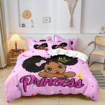 Princess Serija 100% Poliesterio Patalynės Komplektas Antklodės Užvalkalas Namams 3 Dalių Komplektas 1 Antklodės Užvalkalas Anime Mielas Spausdintas Animacinis EU Single(135*200cm)3pcs black