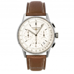 &bdquo;Bauhaus Aviation Chronograph&ldquo; odinio dirželio, smėlio spalvos ciferblato kvarcinis 23765 100M vyri&scaron;kas laikrodis