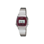 CASIO VINTAGE Nerūdijančio plieno dirželio laikrodis Vyri&scaron;ki laikrodžiai Raudonas laikrodžio ciferblatas LA670WA-4 Silver Strap black