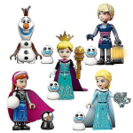 5 vnt./rinkinys &bdquo;Frozen&ldquo; serijos miniatiūrinių figūrėlių konstravimo kaladėlių rinkinys, Elzos ir Annos mini veiksmo figūrėlės žaislai vaikams