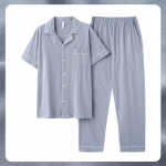 Vasaros Premium lino trumpas atviras vir&scaron;us ir ilgas elastinis apatinis trikotažas vyrams, pižama, laisvalaikio drabužiai, rankovės, priekis, komplektas, drėgmę sugeriantis 3XL gray