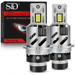 2 vnt. 60000 Lm D2S LED D4S Automobilio priekinių žibintų lemputės D2R D4R LED Automobilio &scaron;viesa Didelės galios 200W 1:1 Plug&Play 30 branduolių CSP lustai Varinis vamzdelis Turbo lempa 6000K balta D2S/D2R gray