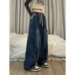High Street Retro džinsai Įrankiai Plačios laisvos &scaron;luostymo kelnės Vyri&scaron;kos laisvalaikio kelnės Cargo Pants Plus Size M mėlyna
