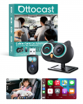 &bdquo;Ottocast&ldquo; belaidis &bdquo;CarPlay&ldquo; tiesioginis vaizdas galinėse sėdynėse. &bdquo;Ottocast&ldquo; laidinis &bdquo;CarPlay&ldquo; į galinę sėdynę. &bdquo;Ottocast&ldquo; salono priežiūros sistema, galinė sėdynė. &bdquo;Car baby Zero 1080P&ldquo; pločio sistema. juoda