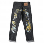 Nauji japoni&scaron;ki Hipster Retro Hip-hop Fashion Print Džinsai High Street Leisure Slim Straight Siuvinėti Y2k Print Siuvinamos kelnės M