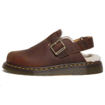 Dr. Martens Jorge II Dirbtinio Kailio Pamu&scaron;alu Slingback Mules 'Warm Tan' Moteri&scaron;ki 31060362 43 tamsiai ruda spalva