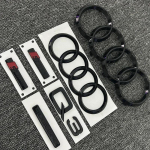 AUDI Q3 4 žiedų logotipas ABS juodas automobilio variklio dangčio priekinės grotelės emblema galinės bagažinės ženklelis Q3 lipdukas Quarrto Sline emblema Q3 2013-2022
