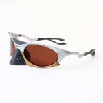 9437Lauko sportiniai akiniai nuo saulės dviračių sportui ir žygiams, unisex, retro stiliaus, atsparūs vėjui, tinkami vairavimui C7Silver top, brown botto