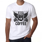 Vyri&scaron;ki vintažiniai mar&scaron;kinėliai Grafi&scaron;ki mar&scaron;kinėliai Feel The Coffee White XS balta