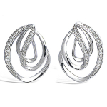 Les Tr&eacute;sors De Lily [K6445] - Boucles Argent 'D&eacute;esse' blanc argent&eacute; (rhodi&eacute;) - 22x16 mm