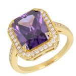 Bague Plaqu&eacute; Or 'Sissi' am&eacute;thyste blanc dor&eacute; - 14x12 mm