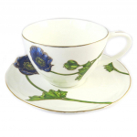 Les Tr&eacute;sors De Lily [N9575] - Tasse + soucoupe porcelaine 'Jardin des Plantes' bleu ivoire