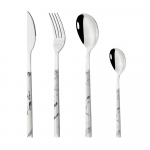 Indų rinkinys su medine rankena 4 vnt. Auksinis stalo įrankių rinkinys Kavos &scaron;auk&scaron;tas Vakarienės peilis Žuvies &scaron;akutė Sidabrinių indų rinkinys teaspoon flat balta/sidabras