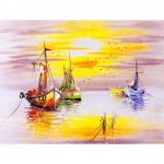 Saulės ir vandenyno valčių tapybos plakatas, atspausdintas ant drobės, svetainės sienos, pop meno namų dekoravimo 21cm&times;30cm NoFrame