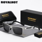 RoyalHot Vyri&scaron;ki Moteri&scaron;ki poliarizuoti akiniai nuo saulės Aliuminio magnio rėmeliai Akiniai nuo saulės Vairavimo akiniai &Scaron;e&scaron;ėliai Oculos Masculino Vyri&scaron;ki sidabras