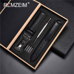 18 mm 20 mm 22 mm 24 mm natūralios odos laikrodžio apyrankė juoda ruda mink&scaron;ta blauzdos odos laikrodžio dirželis Automatinis drugelio užsegimas su dėžute 22mm