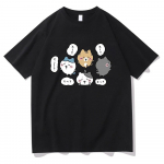 Didelio dydžio Chiikawa mar&scaron;kinėliai Vyri&scaron;ki moteri&scaron;ki Harajuku Estetiniai Kawaii Vir&scaron;utiniai Anime Animaciniai Kasdieniai medvilniniai mar&scaron;kinėliai XL juoda