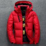 Žiemos &scaron;ilta vyri&scaron;ka striukė Paltas laisvalaikio rudens stovas apykakle, stora kepurė Balta antiena Parka Vyri&scaron;ka žieminė pūkinė striukė su gobtuvu 40-50kg M raudona