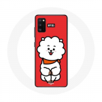 Coque pour Oppo A16 BTS Bangtan Gar&ccedil;ons BT21 RJ de Jin Fond Rouge