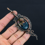 Nuostabus Arbūzo Turmalino Brangakmenis Rankų darbo Gryno Vario Vielos Vyniojimo Papuo&scaron;alų Pakabukas 4.53 Inches įvairiaspalvis