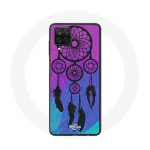 Coque pour Samsung Galaxy A42 5G Attrape R&ecirc;ve Noir Fond Bleu et Violet