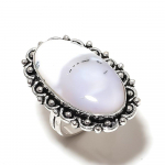 Natural Dendrite Opal Gemstone Handmade 925 Sterling Silver Ring Size 10 v4m97