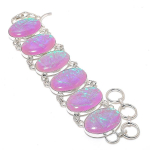 Pink Triplet Opal Gemstone Handmade 925 Sterling Silver Bracelet 7-8 g8m59