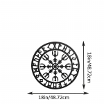 Vikingų dekoras su skandinavų mitologijos Vegvisir runomis ir simboliais, eleganti&scaron;kas metalinis sienų dekoras svetainei ar namams, unikalūs namai juoda