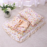 Cute Cat Bed With Pillow Universal Three-Piece Princess Nest Dog Kennel Pet Cushion Small Medium Cat Sleeping Bed Pet Blanket S 50X35CM