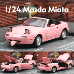 Naujas 1/24 Mazda Miata MX5 kabrioletas sportinis automobilis žaislinis automobilio modelis Lieto lydinio metalo miniatiūrinės transporto priemonės modelio garso ir &scaron;viesos kolekcija Dovana berniukams rožinė