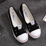 Jaunatvi&scaron;kas preppy stilius Moteri&scaron;kas vasarinis drobės vulkanizuotas užmaunamas kasdienis negilus plok&scaron;čiapadis Zapatillas Plimsolls tinginio batai 698 9
