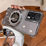 F5pro Case Prabangus magnetinis laikiklis smūgiams atsparus dangtelis, skirtas Xiaomi poco F6 X6 F5 Redmi 13 14 PRo F3 13T 12T dėklas su laikikliu blizgančiu blizgučiu poco F5 pro&Case & Holder juoda