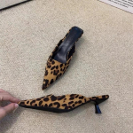 Prabangios basutės moterims, &scaron;lepetės, smailianosės, leopardo dizaino basutės, PU, seklios, užmaunamos, plonais žemais kulnais, kasdieniai mulai, loaferiai, lauko 35