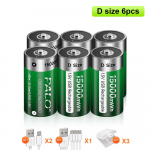 1.5V D dydžio įkraunamas akumuliatorius 15000mWh LR20 Li-ion akumuliatoriai LR14 C dydžio ličio akumuliatorius dujiniams prietaisams, suskystintam virikliui 6PCS D Size Battery