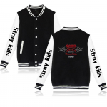 Stray Kids Kpop Spaudas Vyrams Moterims Hip Hop &Scaron;varkas Paltas Džemperiai Džemperis Beisbolo Uniforma Gatvės Mada Berniukams Mergaitėms Kardiganas Vir&scaron;ūnės Drabužiai L juoda