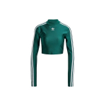Adidas Originals 3-juostelių trumpas ilgomis rankovėmis auk&scaron;tu kaklu vir&scaron;us moterims Žalias IR8136 XS