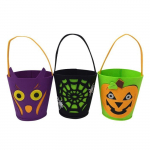 Sacs Halloween en Feutrine Color&eacute;e 15 cm &ndash; Trick or Treat ( Couleur Al&eacute;atoire ) - Lot de 3