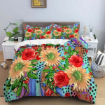 Vintažinis Gėlė Karalius Karalienė Antklodės užvalkalas Bijūnas Saulėgrąža Patalių komplektas Tropinis Gėlių Antklodės užvalkalas Boho Poliesterio Antklodės užvalkalas 70x133cm 2pcs
