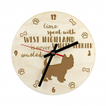West Highland White Terrier, Westie, Westy - clock with dog, wooden clock with engraving, personalised clock by Art-Dog