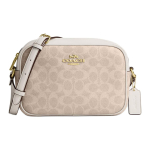 Coach Jamie Crossbody 19 Dvigubo C monogramos Užtrauktuko užsegimas Odinė peties rankinė Maža moteri&scaron;ka peties rankinė Smėlio spalvos Balta CZ186-IMXDM Basic Set (Bag+Dust Bag) beige