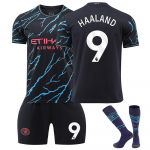 Vaikų Man City Haaland Nr. 9 Juodas Futbolo Mar&scaron;kinėlių Rinkinys, Kvėpuojantis Greitai Džiūstantis Sportinis Mar&scaron;kinėlis, Jaunimo Futbolo Treniruočių Apranga 100-110 CM juoda